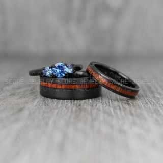 Wood Rings, Wood Wedding Rings, Wood Wedding Bands, Black Tungsten Rings, Wood Jewelry