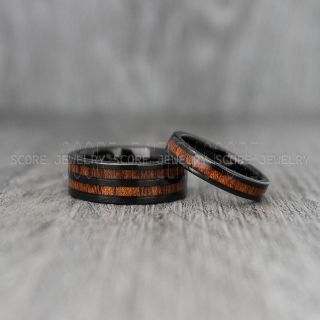 Wood Rings, Wood Wedding Rings, Wood Wedding Bands, Black Tungsten Rings, Wood Jewelry