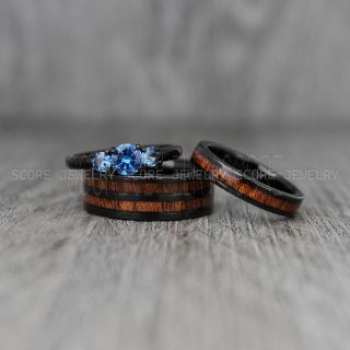 Wood Rings, Wood Wedding Rings, Wood Wedding Bands, Black Tungsten Rings, Wood Jewelry