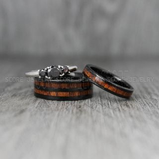 Wood Rings, Wood Wedding Rings, Wood Wedding Bands, Black Tungsten Rings, Wood Jewelry