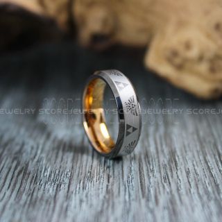 Zelda Ring, Legend of Zelda Ring, Triforce Ring, Zelda Wedding Ring, Zelda Wedding Band, Gamer Ring, Gunmetal Tungsten Ring, Gunmetal Wedding Band, Zelda Triforce Ring