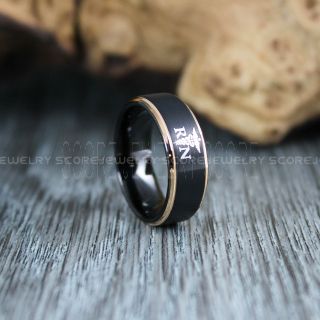 Nurse Ring, Registered Nurse Ring, RN Nurse Wedding Band, Career Ring, RN Nurse Jewelry, Nurse Black Tungsten Ring, Black Wedding Band, Black Tungsten Wedding Band