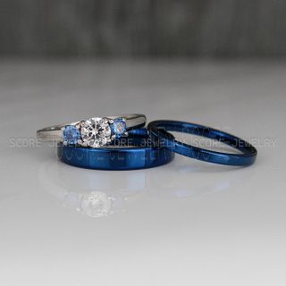 Blue Wedding Rings, Couple Rings, Blue Wedding Bands, Couple Wedding Ring, Matching Couple Rings