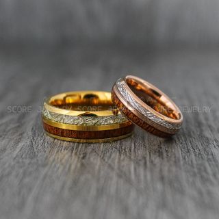 Meteorite Rings, Couple Rings, Gold Wedding Bands, Meteorite Wedding Bands, Matching Rings, Couple Jewelry