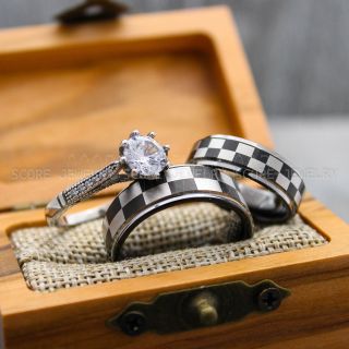 Racing Rings, Racing Flag Rings, Checkered Flag Rings, Chequered Flag Rings, Black Tungsten Rings, Auto Racing Rings, Black Wedding Bands, Black Tungsten Rings