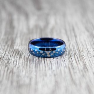 Deer Hunting Ring, Deer Hunting Wedding Ring, Deer Wedding Band, Deer Tracks Ring, Deer Tracks Blue Tungsten Ring, Blue Wedding Band, Hunting Ring, Deer Antler Wedding Band
