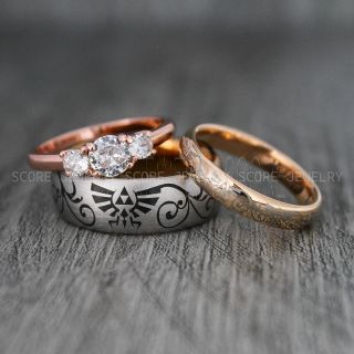 Zelda Ring, Couple Ring, Gamer Ring, Gamer Wedding Ring, Legend of Zelda Ring, Triforce Ring, Zelda Wedding Ring, Zelda Wedding Band, Zelda Triforce Ring