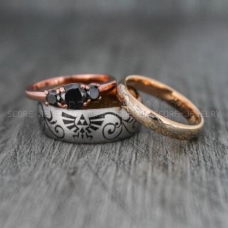 Zelda Ring, Couple Ring, Gamer Ring, Gamer Wedding Ring, Legend of Zelda Ring, Triforce Ring, Zelda Wedding Ring, Zelda Wedding Band, Zelda Triforce Ring