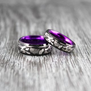 American Flag Rings, Camo Rings, Camouflage Rings, 2 Piece Couple Set American Flag Wedding Bands, Black Tungsten Rings, Black Wedding Bands, Black Tungsten Bands, Military Rings