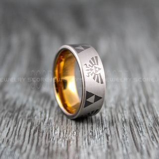 Zelda Ring, Gamer Ring, Legend of Zelda Ring, Zelda Wedding Ring, Zelda Wedding Band, Gunmetal Tungsten Ring, Gunmetal Wedding Band