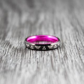 Zelda Ring, Legend of Zelda Ring, Zelda Wedding Ring, Zelda Wedding Band, Black Tungsten Ring, Black Wedding Band