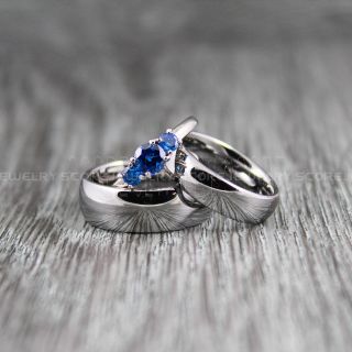 Silver Wedding Bands, Silver Wedding Rings, 3 Piece Wedding Ring and Engagement Ring Set, Silver Wedding Bands