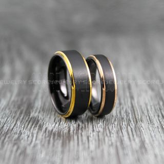 Black Tungsten Rings, 8mm & 6mm Black Tungsten Wedding Bands, Black Wedding Rings, Black Tungsten Rings