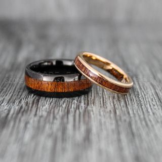 Wood Rings, Wood Wedding Rings, Wood Wedding Bands, Black Tungsten Rings, Wood Jewelry