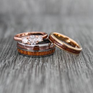Wood Rings, Wood Wedding Rings, Wood Wedding Bands, Black Tungsten Rings, Wood Jewelry