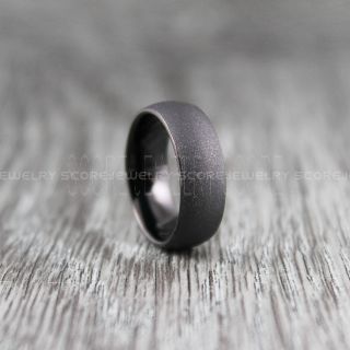Sandblasted Ring, Sand Blast Finish Tungsten Ring, 8mm Black Tungsten Band with Domed Edge Sandblasted Finish Tungsten Wedding Band, Black Wedding Ring, Sandblasted Tungsten Ring