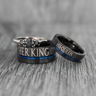 King and Queen Rings, King and Queen Wedding Rings, Couple Rings, Couple Wedding Bands