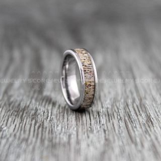 Deer Antler Ring, Deer Antler Wedding Band, Antler Ring, Antler Wedding Ring, Deer Antler Wedding Ring, Silver Tungsten Band, Genuine Deer Antler Inlay Ring