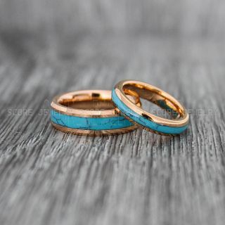 Rose Gold Wedding Bands, Turquoise Rings, Turquoise Jewelry, Couple Rings, Couple Rose Gold Wedding Rings, Turquoise Wedding Bands, Rose Gold Wedding Rings, Rose Gold Wedding Rings