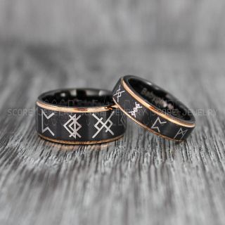 Vikings Rings, Vikings Runes Wedding Bands, Runes Wedding Rings, Couple Rings, Nordic Runes Ring, Vikings Wedding