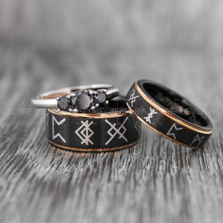 Vikings Rings, Vikings Runes Wedding Bands, Runes Wedding Rings, Couple Rings, Nordic Runes Ring, Vikings Wedding