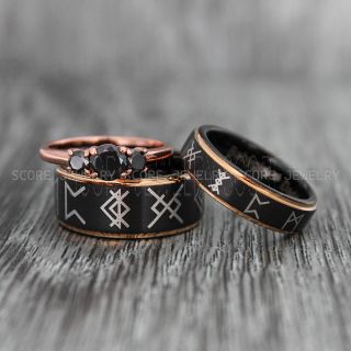 Vikings Rings, Vikings Runes Wedding Bands, Runes Wedding Rings, Couple Rings, Nordic Runes Ring, Vikings Wedding