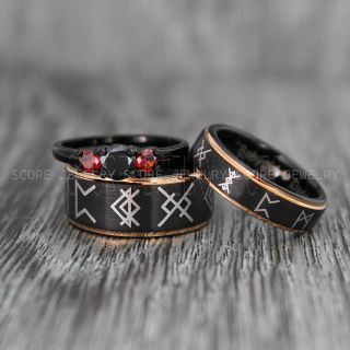 Vikings Rings, Vikings Runes Wedding Bands, Runes Wedding Rings, Couple Rings, Nordic Runes Ring, Vikings Wedding