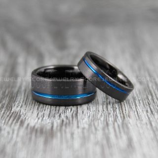 Black Tungsten Rings, 10mm & 6mm Black Tungsten Wedding Bands, Black Wedding Rings, Black Tungsten Rings