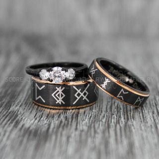 Vikings Rings, Vikings Runes Wedding Bands, Runes Wedding Rings, Couple Rings, Nordic Runes Ring, Vikings Wedding