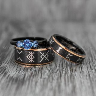 Vikings Rings, Vikings Runes Wedding Bands, Runes Wedding Rings, Couple Rings, Nordic Runes Ring, Vikings Wedding