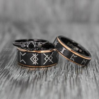Vikings Rings, Vikings Runes Wedding Bands, Runes Wedding Rings, Couple Rings, Nordic Runes Ring, Vikings Wedding