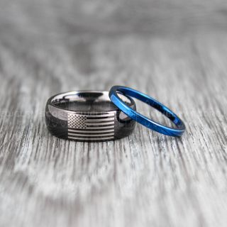 American Flag Ring, Black Tungsten Rings, Black Tungsten Wedding Bands, Black Wedding Rings, Black Tungsten Rings