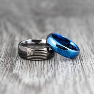 American Flag Ring, Couple Rings, Matching Wedding Bands, Couple Jewelry