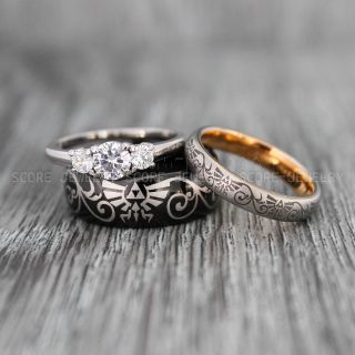Zelda Ring, Couple Ring, Gamer Ring, Gamer Wedding Ring, Legend of Zelda Ring, Triforce Ring, Zelda Wedding Ring, Zelda Wedding Band, Zelda Triforce Ring