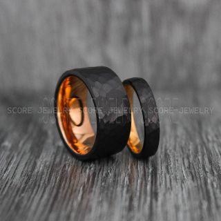 Hammered Rings, Hammered Wedding Rings, Couple Rings, Hammered Wedding Band, Black Wedding Ring, Black Wedding Band