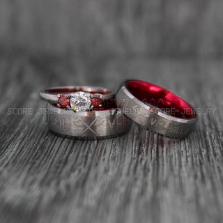 Til Valhalla Rings, Viking Rings, Runes Rings, 3 Piece Couple Set Nordic Rings, Norsemen Rings, Nordic Runes Rings, Silver Tungsten Bands