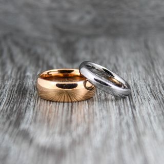 Rose Gold Wedding Bands, Rose Gold Tungsten Rings, Rose Gold Tungsten Wedding Bands