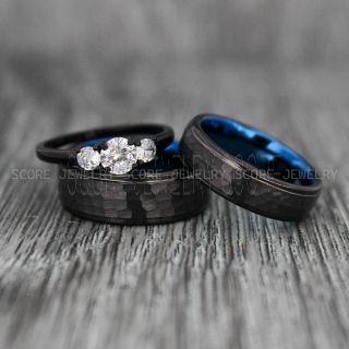 Hammered Rings, Hammered Wedding Rings, Couple Rings, Hammered Wedding Band, Black Wedding Ring, Black Wedding Band