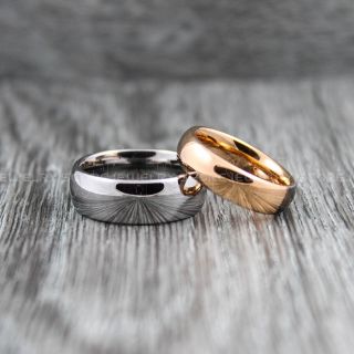 Rose Gold Wedding Bands, Rose Gold Tungsten Rings, Rose Gold Tungsten Wedding Bands