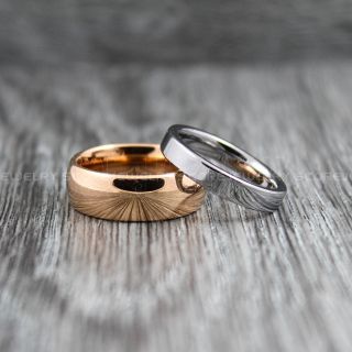 Rose Gold Wedding Bands, Rose Gold Tungsten Rings, Rose Gold Tungsten Wedding Bands