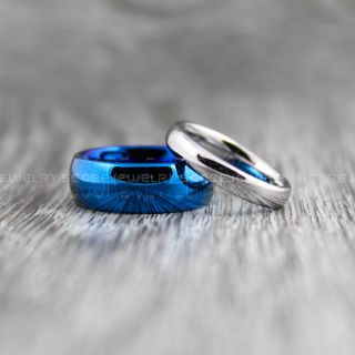 Blue Wedding Bands, Blue Tungsten Rings, Blue Tungsten Wedding Bands