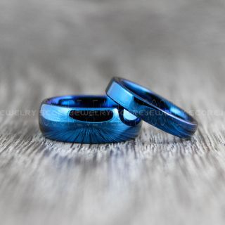 Blue Wedding Bands, Blue Tungsten Rings, Blue Tungsten Wedding Bands