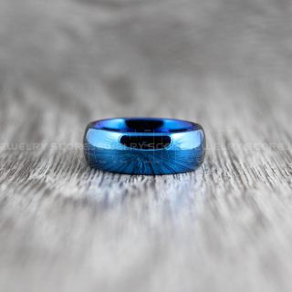 Blue Ring, Blue Wedding Band, Blue Tungsten Ring, Blue Tungsten Wedding Band