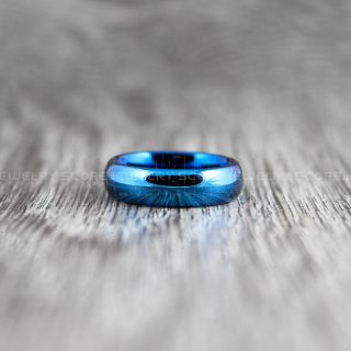 Blue Ring, Blue Wedding Band, Blue Tungsten Ring, Blue Tungsten Wedding Band