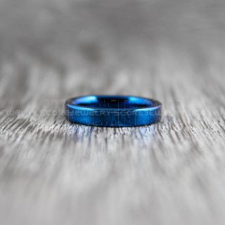 Blue Ring, Blue Wedding Band, Blue Tungsten Ring, Blue Tungsten Wedding Band