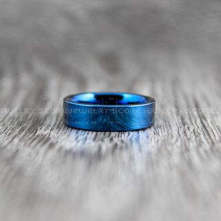 Blue Ring, Blue Wedding Band, Blue Tungsten Ring, Blue Tungsten Wedding Band