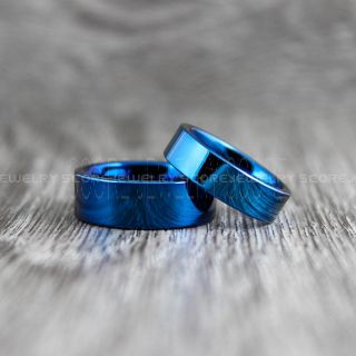 Blue Wedding Bands, Blue Tungsten Rings, Blue Tungsten Wedding Bands