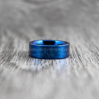Blue Ring, Blue Wedding Band, Blue Tungsten Ring, Blue Tungsten Wedding Band