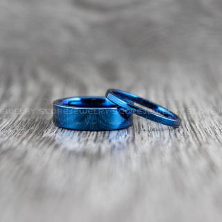 Blue Wedding Bands, Blue Tungsten Rings, Blue Tungsten Wedding Bands