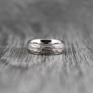 Damascus Steel Ring, Damascus Steel Pattern Wedding Band, Hammered Tungsten Ring, Hammered Wedding Band, 8mm Black Hammered Wedding Ring